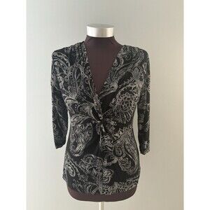 Fresh Produce Babydoll Top Size Small Black White Paisley Y2K Whimsigoth